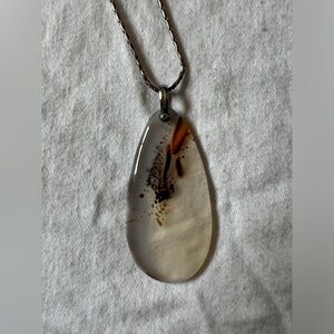 Vintage Montana Agate Sterling Silver Pendant Necklace